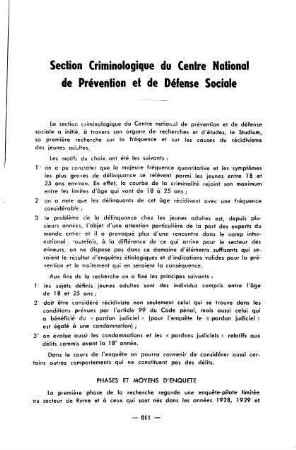 611-613, Section Criminologique du Centre National de Prévention et de Défense Sociale