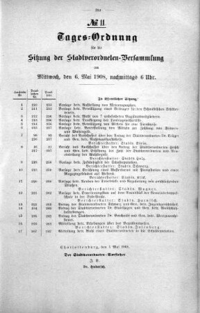 Tages-Ordnung. No. 11 (210-224), 06. Mai 1908