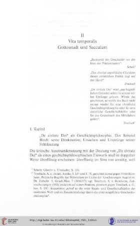 II. Vita temporalis Gottesstadt und Saeculum