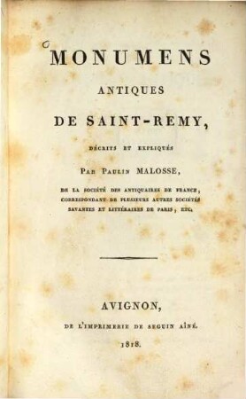 Monumens antiques de Saint-Remy