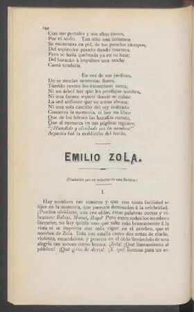Emilio Zola. : (Traducido por un redactor de este revista.)