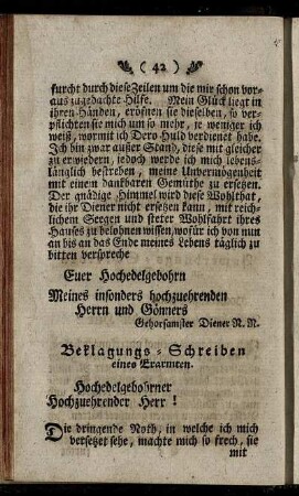 Beklagungs-Schreiben - Bitt-Schreiben