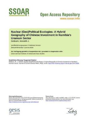 Nuclear (Geo)Political Ecologies: A Hybrid Geography of Chinese Investment in Namibia’s Uranium Sector