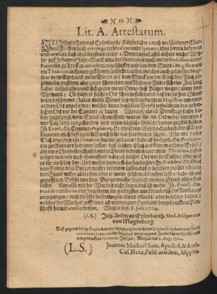Lit. A. Attestatum.