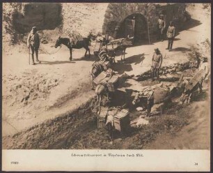 Lebensmitteltransport in Mazedonien durch Esel.