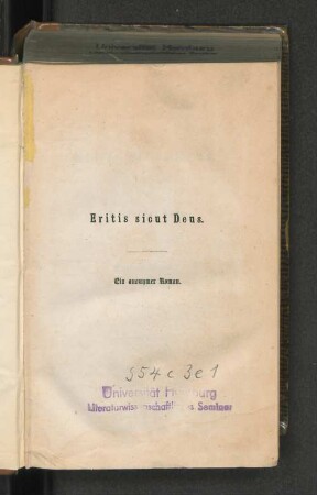 Bd. 3: Eritis sicut Deus : ein anonymer Roman