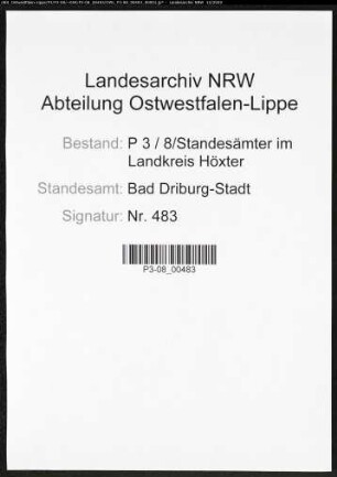 Sterberegister Standesamt Bad Driburg-Stadt