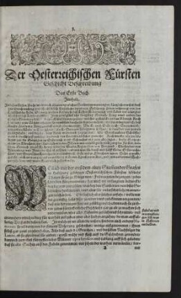 Der Oesterreichischen Fürsten Geschicht Beschreibung. Das Erste Buch.