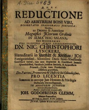 De reductione ad arbitrium boni viri