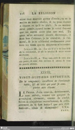 XXVII. Vingt-Hitieme Entretien
