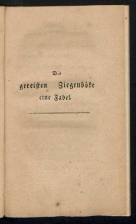 Die gereisten Ziegenböke eine Fabel