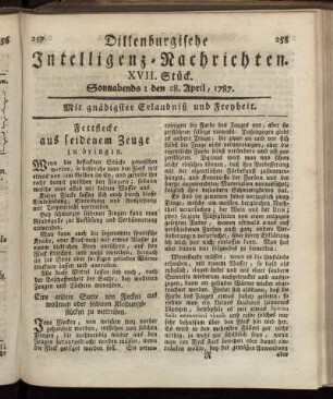 XVII. Stück. Sonnabends: den 28. April, 1787.