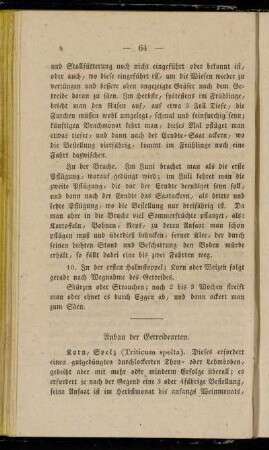 Anbau der Getreidearten