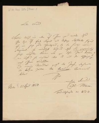 Brief von Carl Blum an Louis Spohr