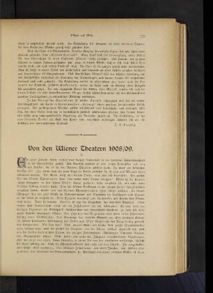 Von den Wiener Theatern 1908/09
