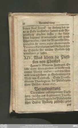 XIV. Was lehren die Pietisten von Christo?