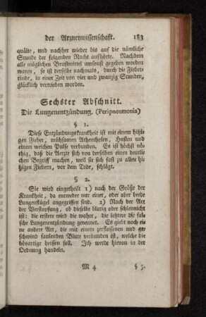 Sechster Abschnitt. Die Lungenentzündung. (Peripneumonia)