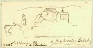 Mahlberg Blick aus Richtung Orschweier auf Schloss und katholische Pfarrkirche