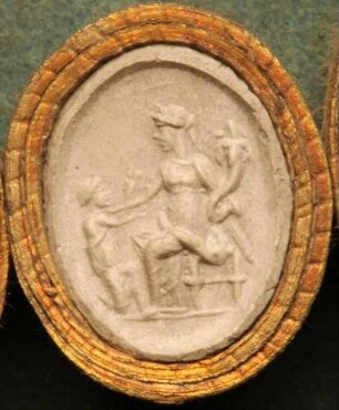 Sitzende Ceres (Demeter), dem Troptolemus Ähren reichend (Daktyliothek, Supplement)