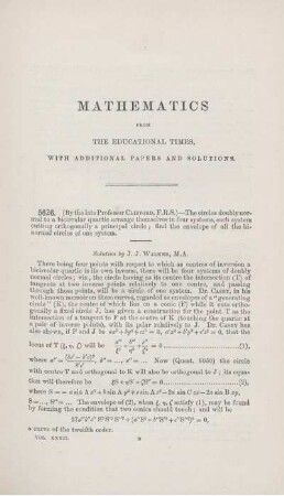 Mathematics from the educational times. [ 5626. - 5587.]