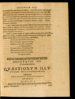 Disputatio VII. Respondente Christiano Kindio