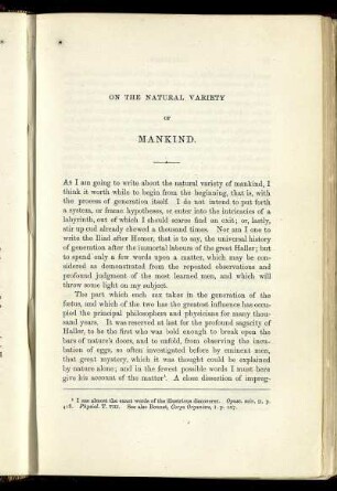 On the Natural Variety of Mankind