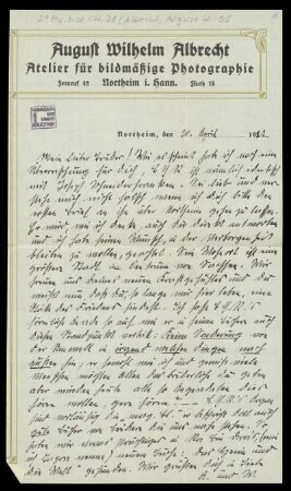 Brief von August Wilhelm Albrecht an Wilhelm Schwaner