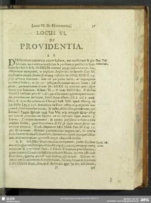 Locus VI. De Providentia