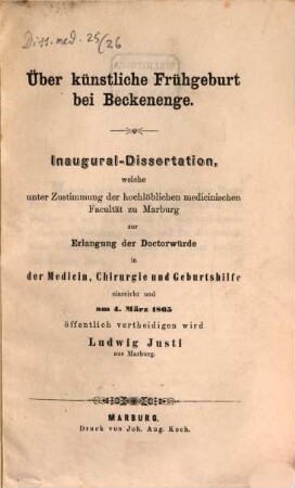 Über künstliche Frühgeburt bei Beckenenge