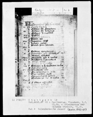 Psalterium mit Kalender — Kalendar der Diözese Utrecht, Folio 4recto-9verso