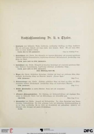 Nachlaßsammlung Dr. K. v.Thaler (Nr. 1-211)