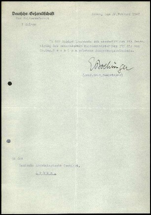 E. Boehringer an DAI Athen