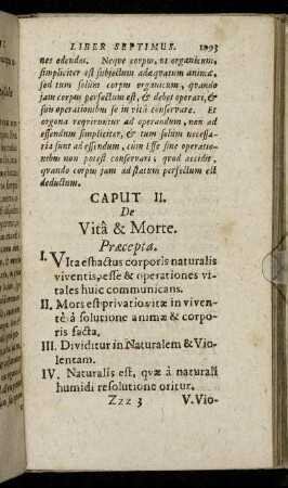 Caput II. De Vita & Morte.
