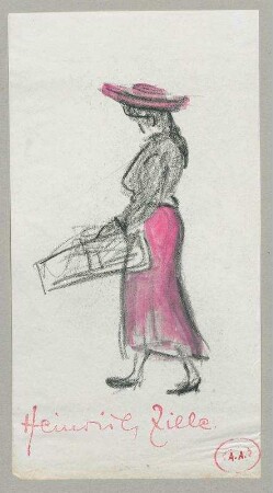 Frau mit Korb, Seitenansicht
