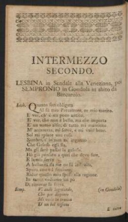Intermezzo Secondo. Zweytes Zwischenspiel