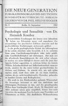 Psychologie und Sexualität/ von Dr. Heinrich Koerber