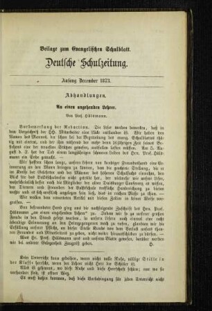 An einen angehenden Lehrer