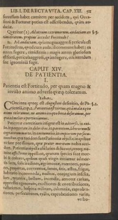 Caput XIV. De Patientia.