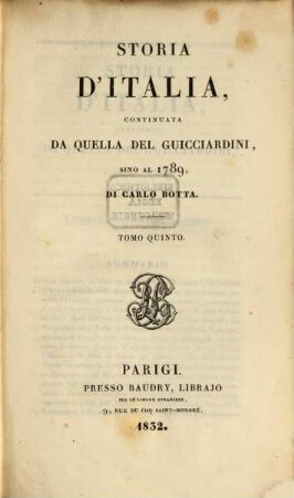 Storia d'Italia, continuata da quella del Guicciardini, sino al 1789. 5