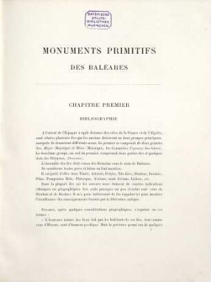 Monuments Primitifs des Iles Baléares : Mission Scientifique du Ministère de l'Instruction Publique. Texte avec 80 plans ou dessins, Text
