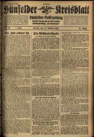 Erste Ausgabe vom Freitag, den 14. Februar 1936.