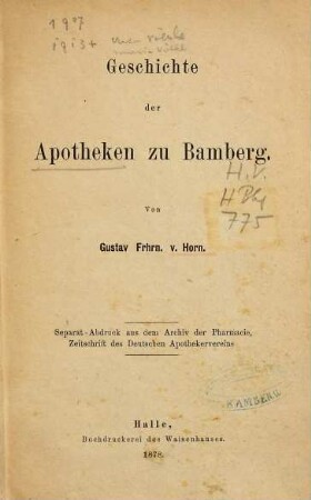 Geschichte der Apotheken zu Bamberg