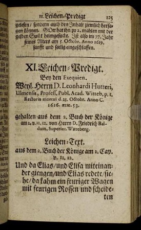 XI. Herrn D. Leonhardi Hutteri, Ulmensis, Profess. Publ. Acad. Witteb. p.t.