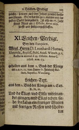 XI. Herrn D. Leonhardi Hutteri, Ulmensis, Profess. Publ. Acad. Witteb. p.t.