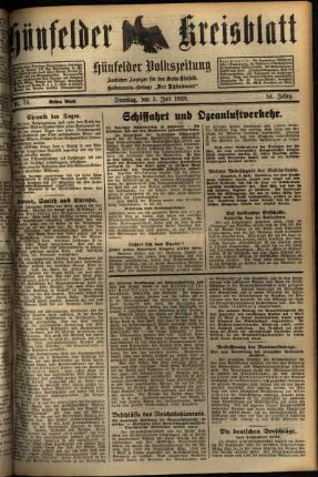 Erste Ausgabe vom Dienstag, den 03. Juli 1928.