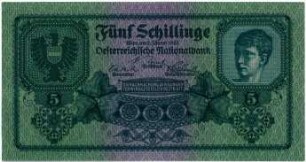 Geldschein, 5 Schilling, 2.1.1925