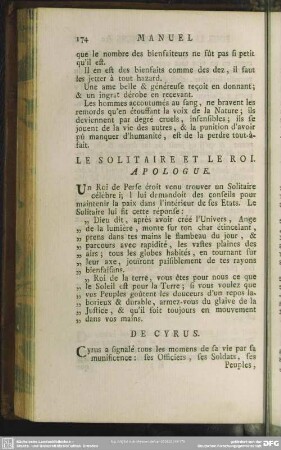 Le Solitaire Et Le Roi. Apologue