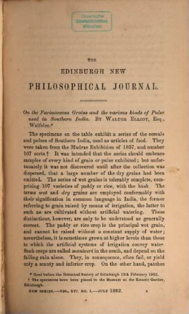 The Edinburgh new philosophical journal. 16, 16. 1862