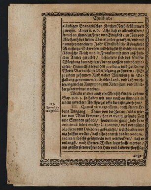 III. Quoad vitae egressum, nach seines Lebens Ausgang.