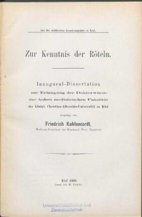 Zur Kenntnis der Röteln